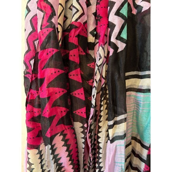 Chevron Navy, Pink, Teal, Gray, & White Infinity Scarf 35"‎ x 37"  Lightweight - Picture 4 of 4